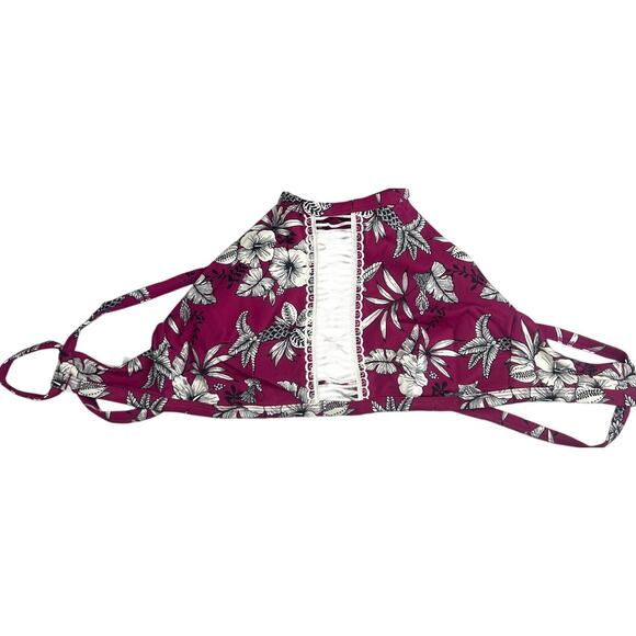Adore Me Red Bandeau Floral Bikini Top Size Medium M - Picture 1 of 5
